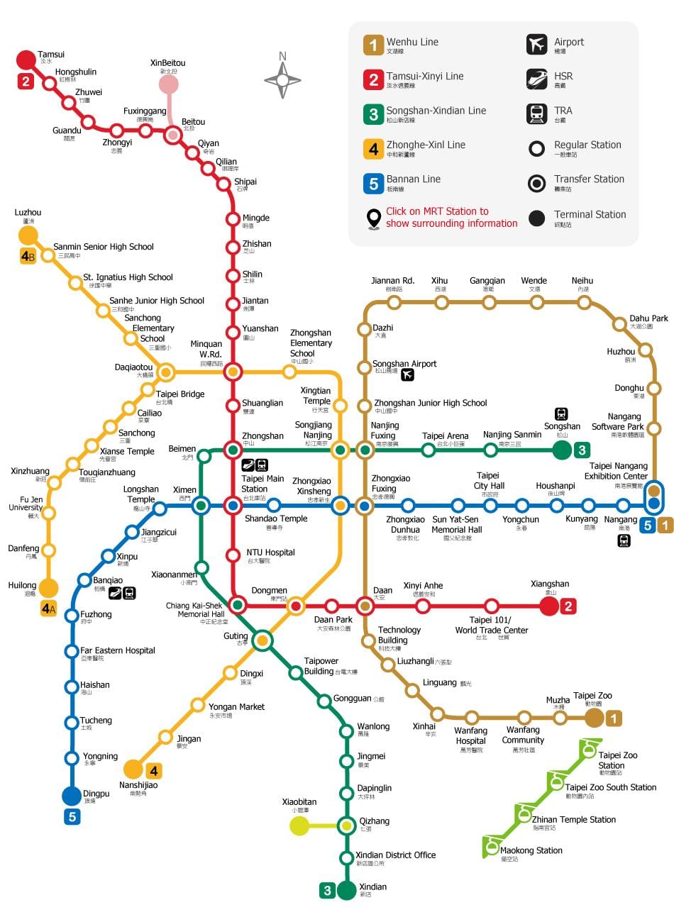 Taipėjaus metro stotis map