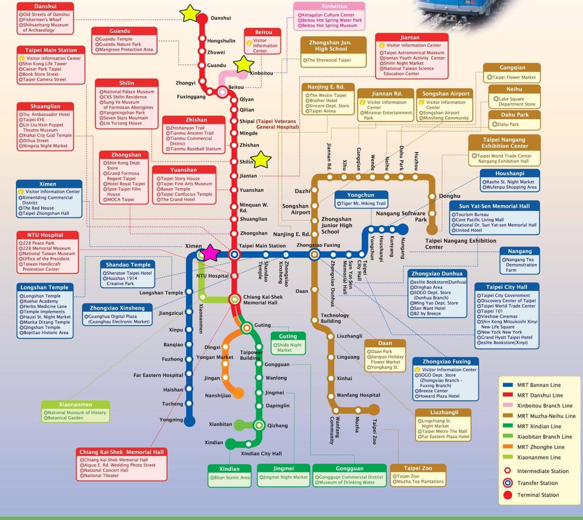 žemėlapis Taipėjus vietiniu traukiniu
