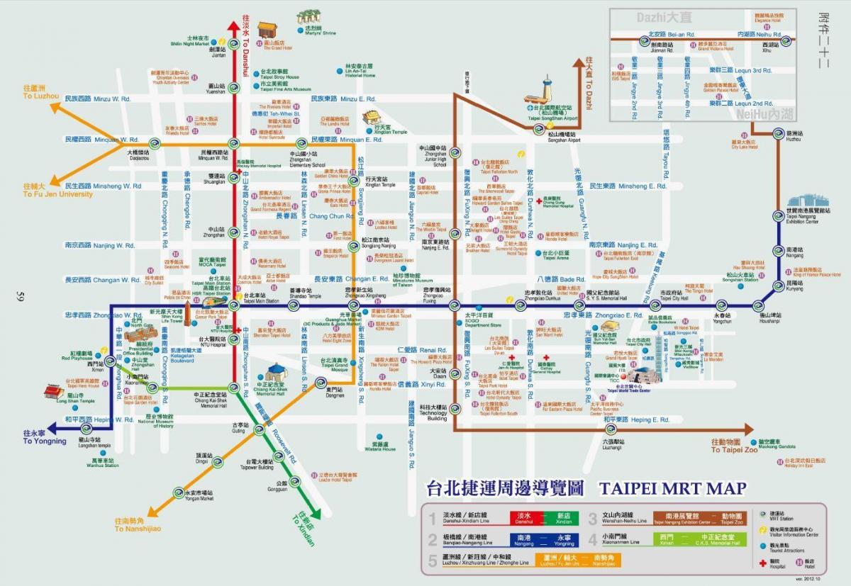 Taipėjaus metro žemėlapių su lankytinų vietų
