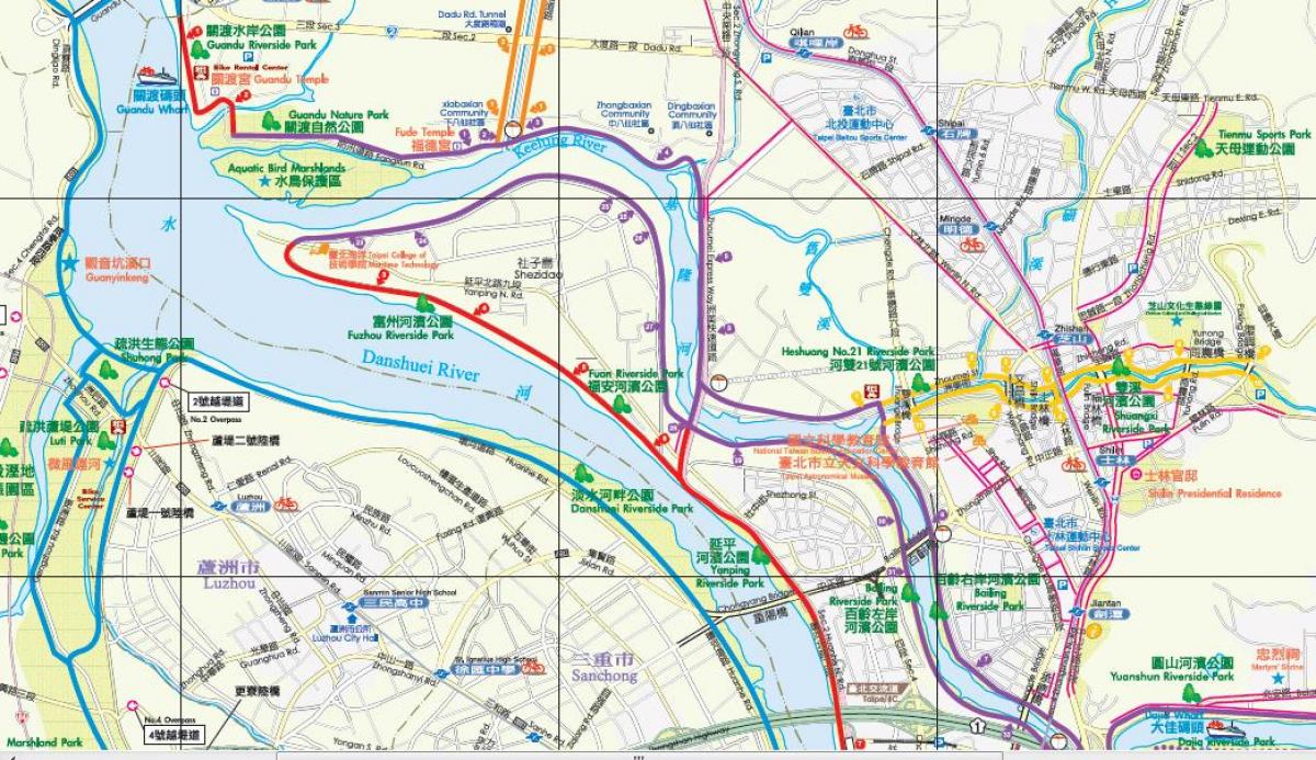 žemėlapis Taipėjus dviračių taku
