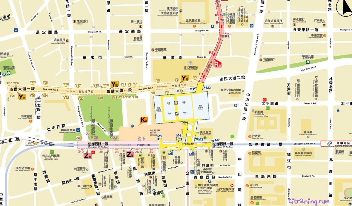 žemėlapis Taipėjus miesto centro
