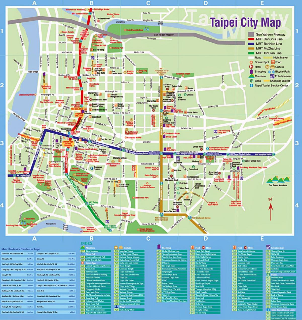 žemėlapis Taipėjus miesto turizmo