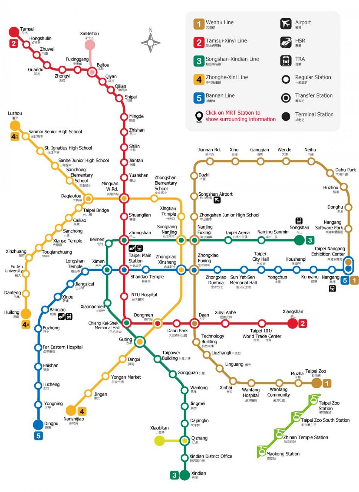 Taipėjus rapid transit žemėlapyje