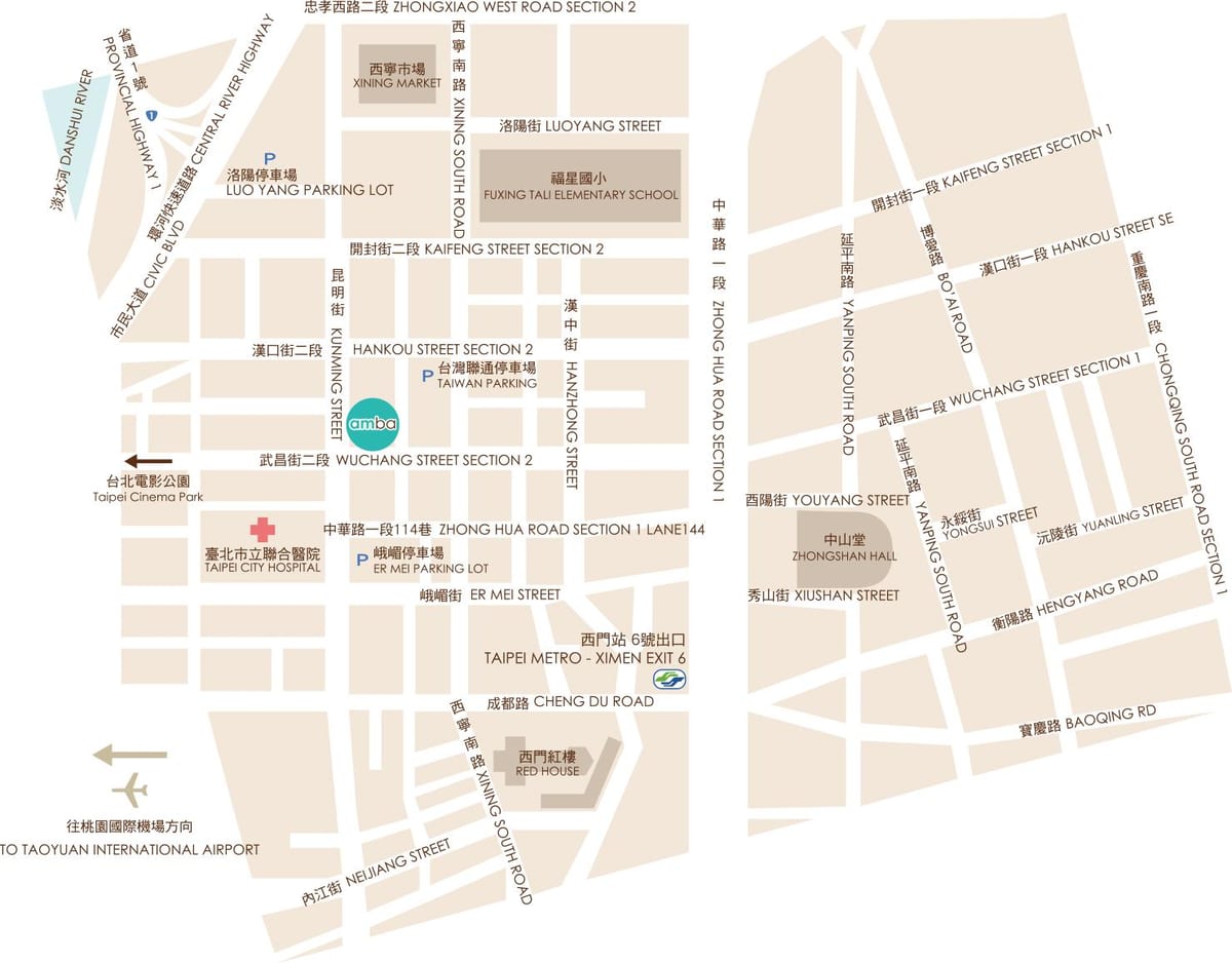 Taipei ximending žemėlapyje