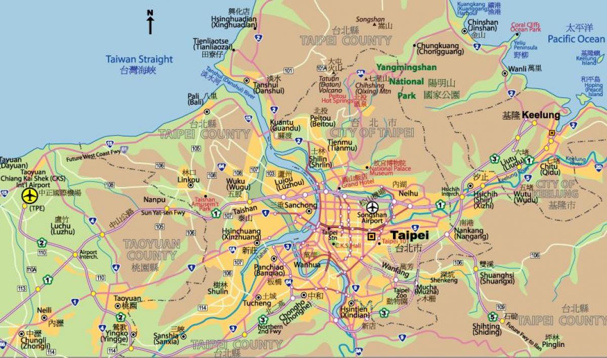 Taipėjus miesto centro žemėlapis