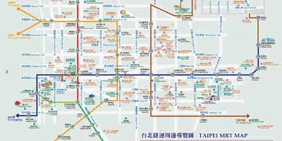 Taipėjaus metro žemėlapių su lankytinų vietų